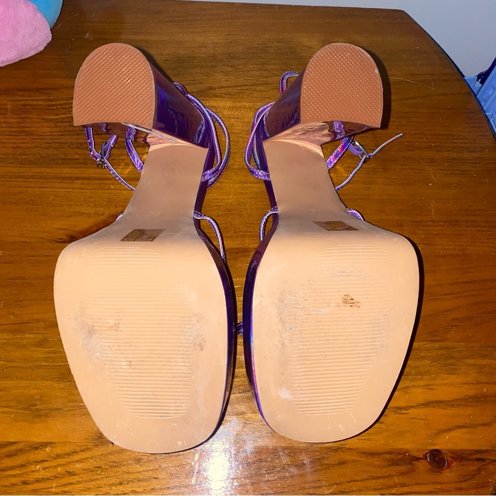 Purple Holographic Vivianly Platform Heels - Picture 7 of 9